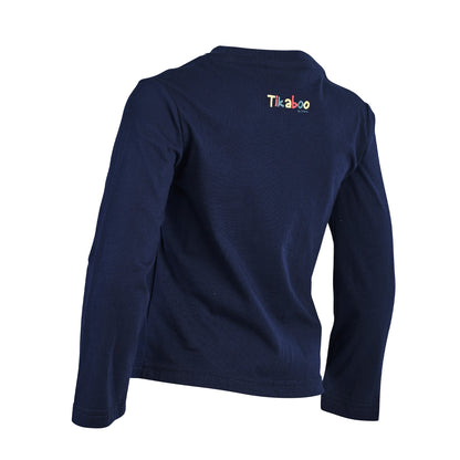 Navy Blue - Back - Tikaboo Childrens-Kids Triceratops T-Shirt
