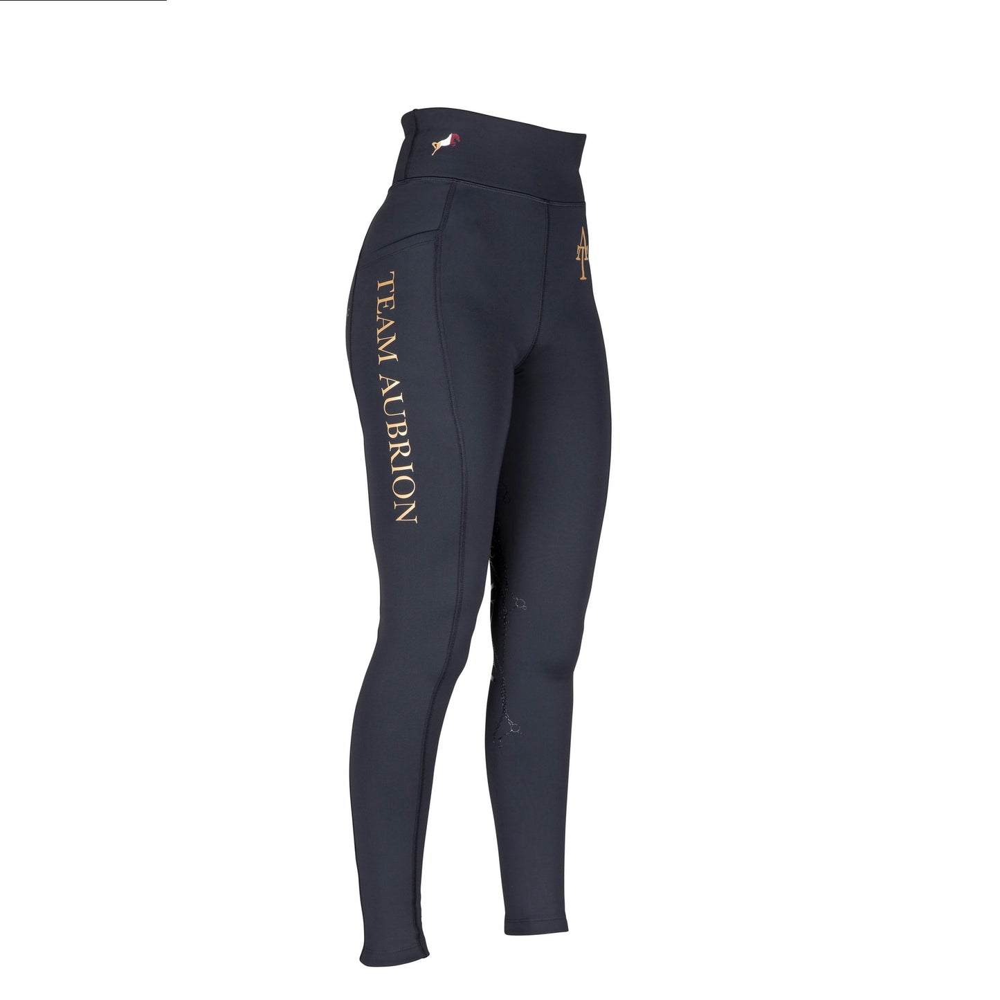 Black - Side - Aubrion Womens-Ladies Team Winter Horse Riding Tights