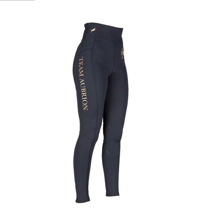 Black - Side - Aubrion Womens-Ladies Team Winter Horse Riding Tights