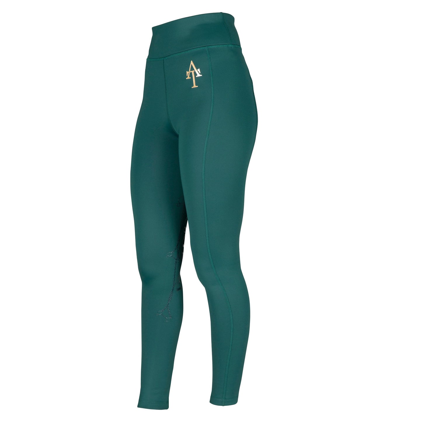 Green - Front - Aubrion Womens-Ladies Team Winter Horse Riding Tights