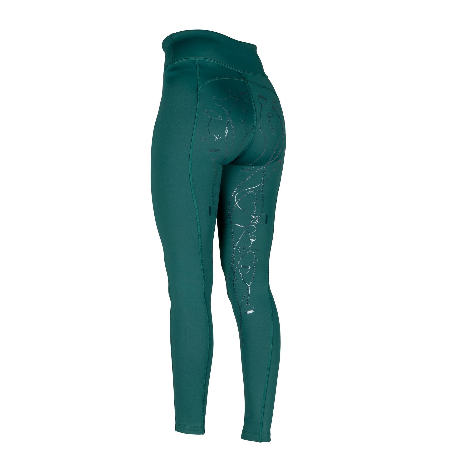 Green - Back - Aubrion Womens-Ladies Team Winter Horse Riding Tights