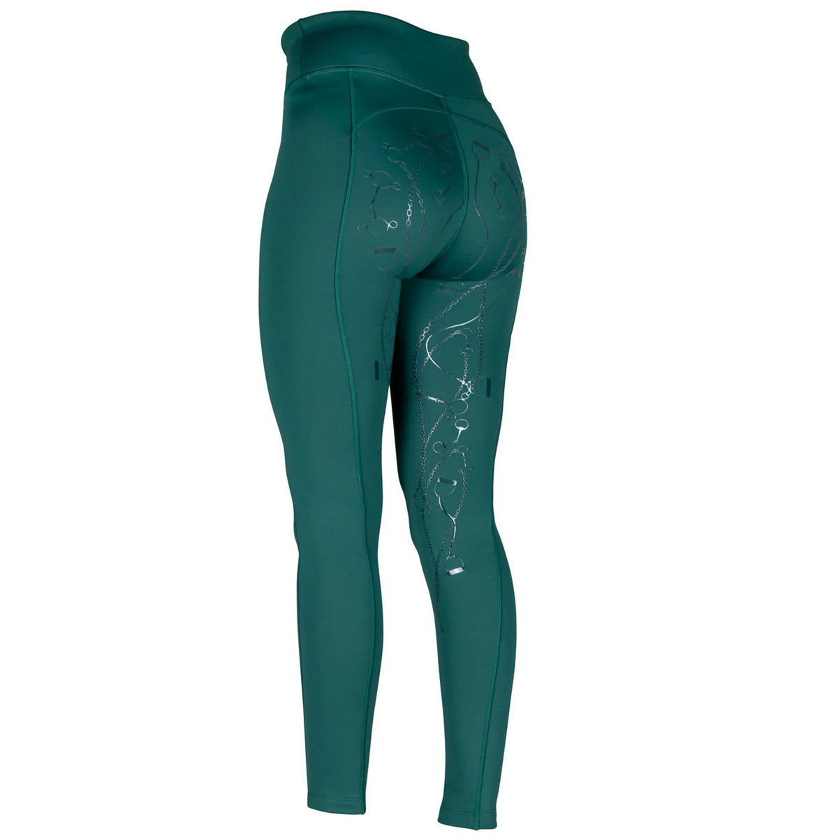 Green - Back - Aubrion Girls Team Winter Horse Riding Tights