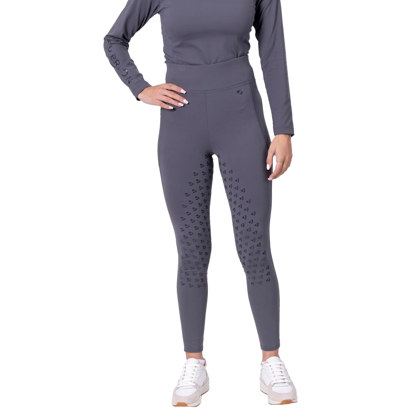 Grey - Front - Aubrion Womens-Ladies Eltar Horse Riding Tights