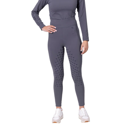 Grey - Front - Aubrion Womens-Ladies Eltar Horse Riding Tights