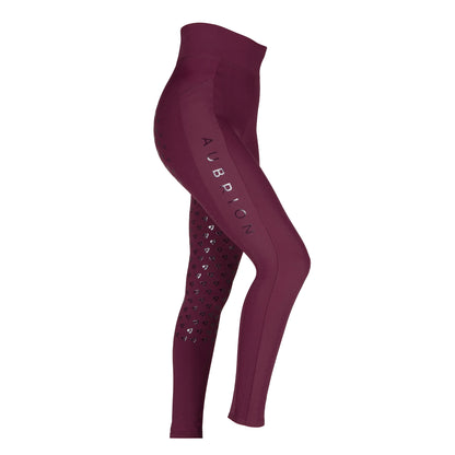 Black Cherry - Front - Aubrion Womens-Ladies Eltar Horse Riding Tights