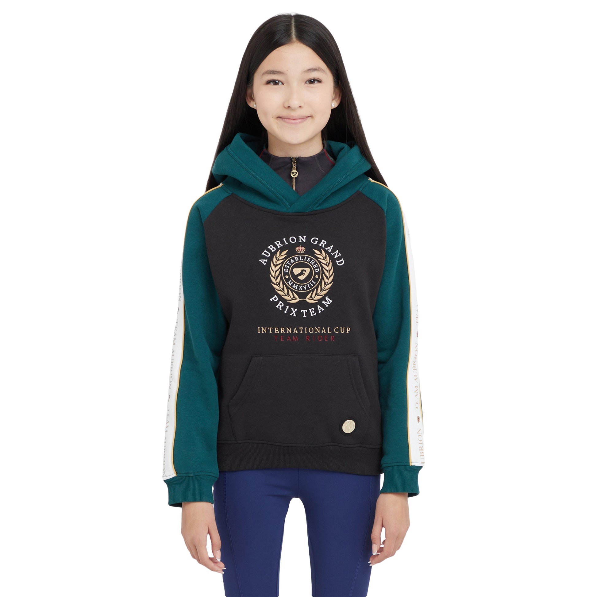 Black - Side - Aubrion Childrens-Kids Team Young Rider Hoodie