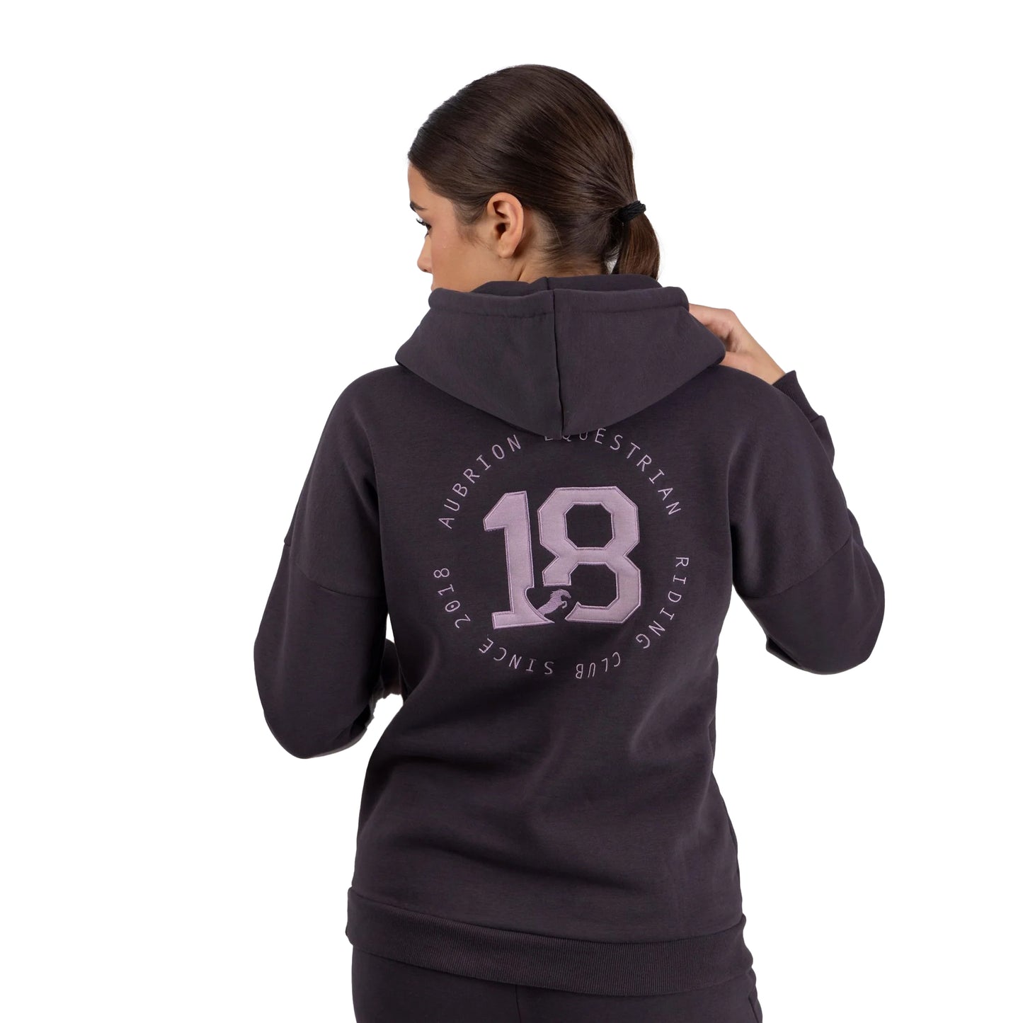 Charcoal - Back - Aubrion Womens-Ladies Serene Logo Hoodie