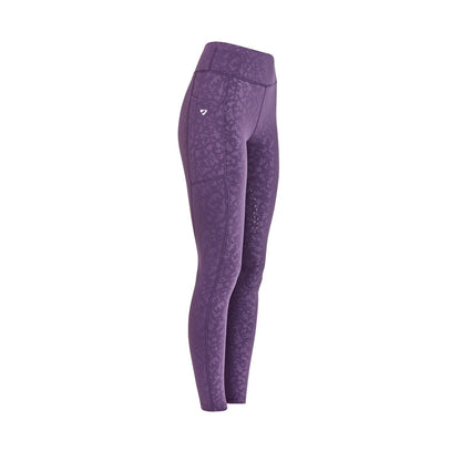 Purple - Side - Aubrion Womens-Ladies Non-Stop Horse Riding Tights