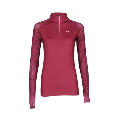 Red - Front - Aubrion Womens-Ladies Hyde Park Paisley Base Layer Top