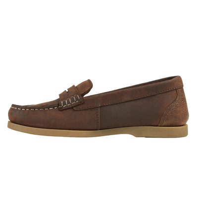 Brown - Back - Moretta Womens-Ladies Forli Leather Deck Shoes