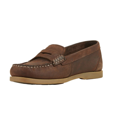 Tan - Front - Moretta Womens-Ladies Forli Leather Deck Shoes