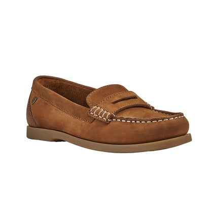 Tan - Back - Moretta Womens-Ladies Forli Leather Deck Shoes