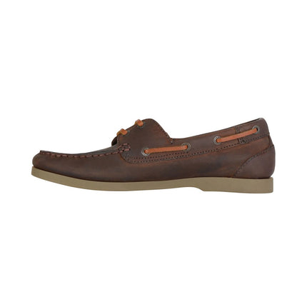 Brown - Back - Moretta Womens-Ladies Avisa Leather Boat Shoes