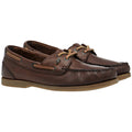 Chestnut Brown - Front - Moretta Womens-Ladies Avisa Leather Boat Shoes