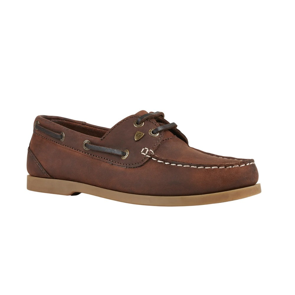 Brown - Front - Moretta Womens-Ladies Avisa Leather Boat Shoes