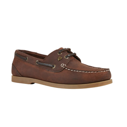 Brown - Front - Moretta Womens-Ladies Avisa Leather Boat Shoes