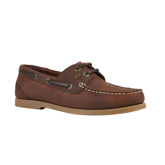 Brown - Front - Moretta Womens-Ladies Avisa Leather Boat Shoes