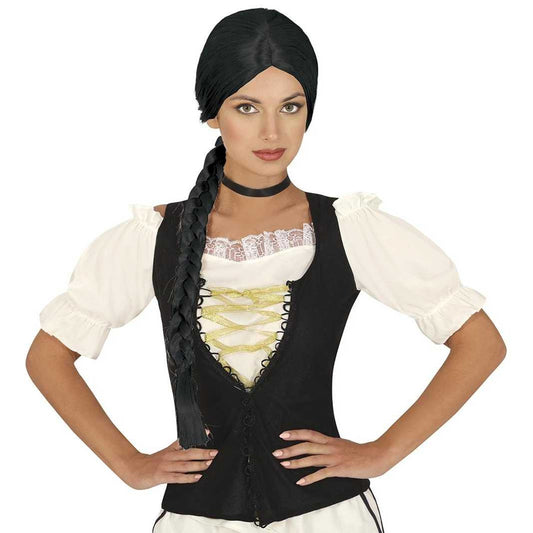Black - Front - Fiestas Guirca Womens-Ladies Plaited Wig