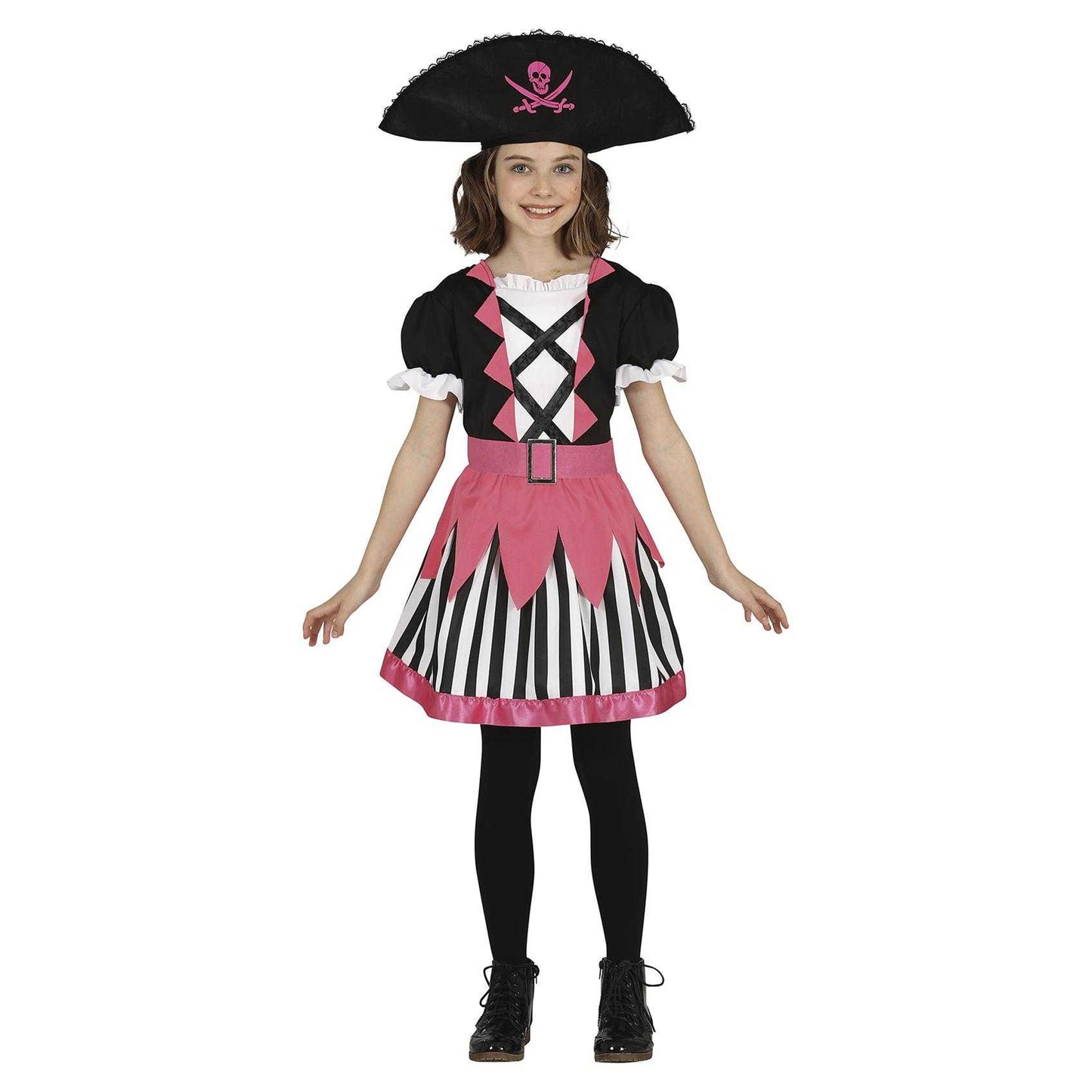 Black-Pink - Front - Fiestas Guirca Girls Pirate Costume