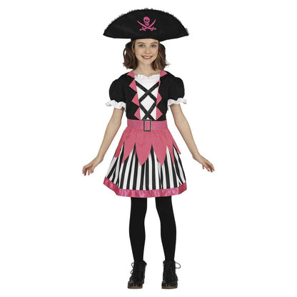 Black-Pink - Front - Fiestas Guirca Girls Pirate Costume