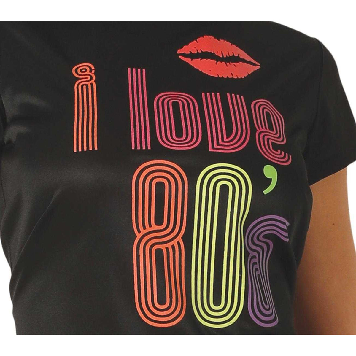 Black-Multicoloured - Side - Fiestas Guirca Womens-Ladies I love 80´s Costume