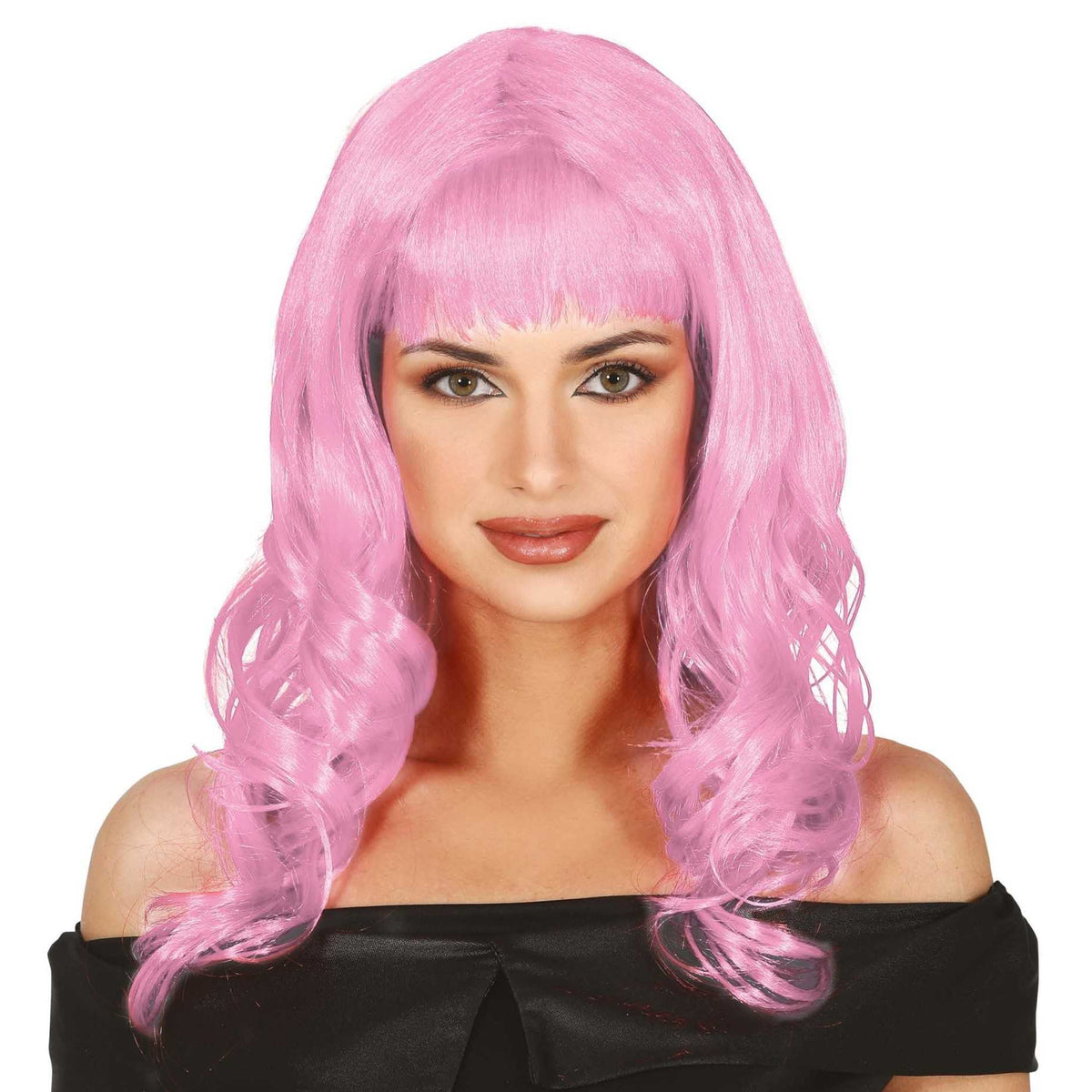 Pink - Front - Fiestas Guirca Womens-Ladies Fringe Long Wig