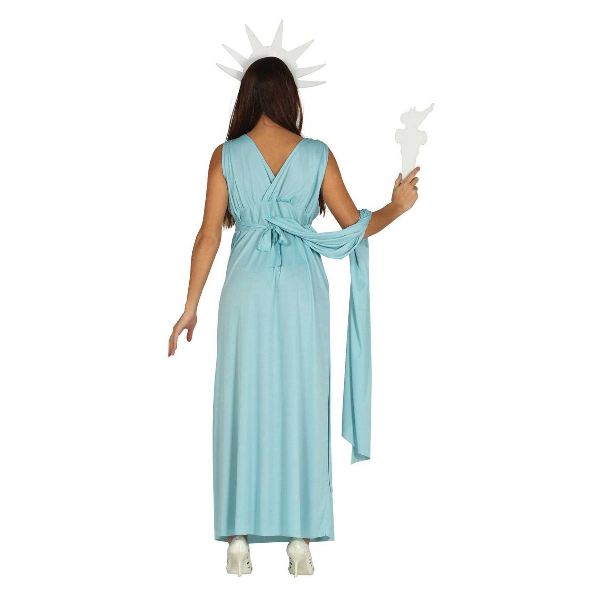 Blue Green - Back - Fiestas Guirca Womens-Ladies Statue of Liberty Costume Set