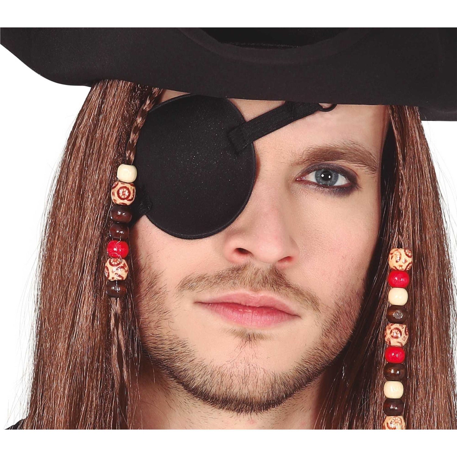 Black - Back - Fiestas Guirca Unisex Adult Fabric Pirate Eyepatch
