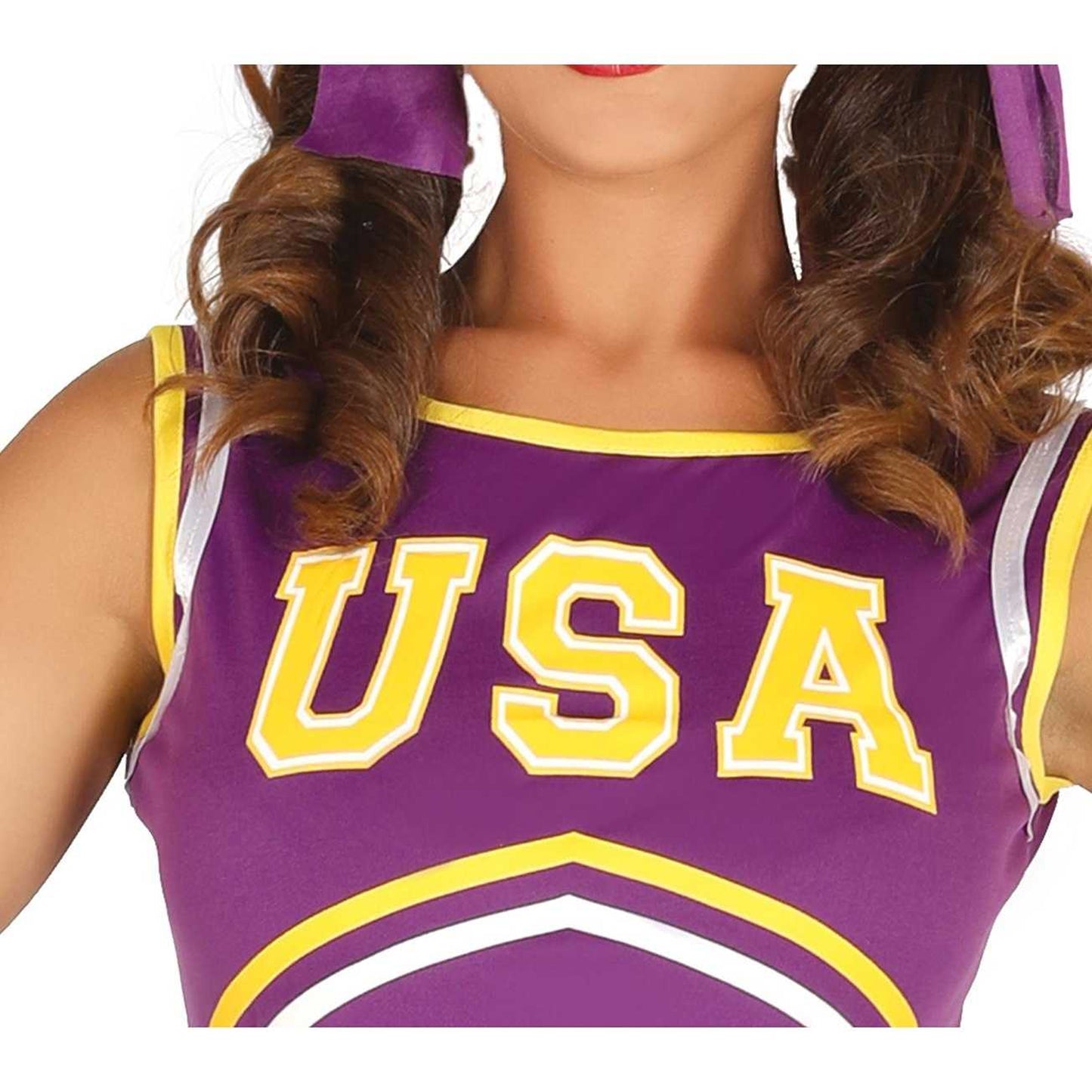 Yellow-Purple - Back - Fiestas Guirca Womens-Ladies Cheerleader Costume
