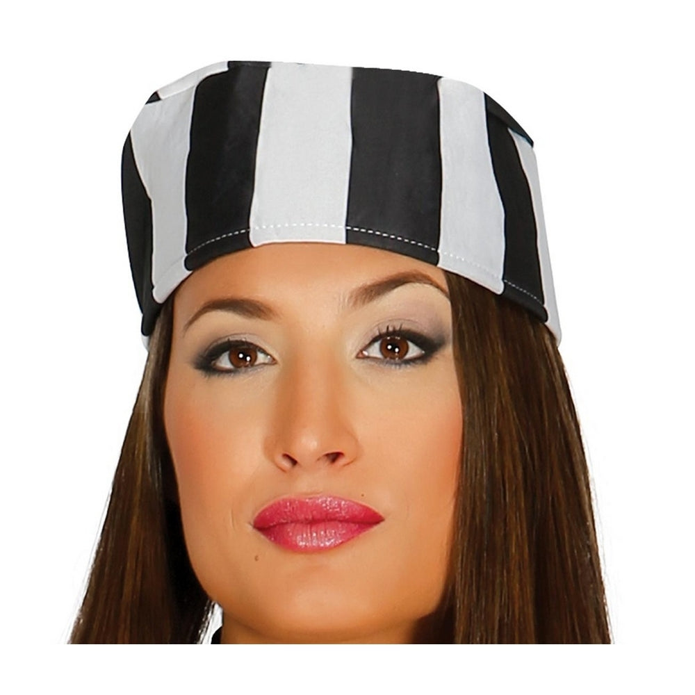 Black-White - Side - Fiestas Guirca Womens-Ladies Prisoner Costume Set