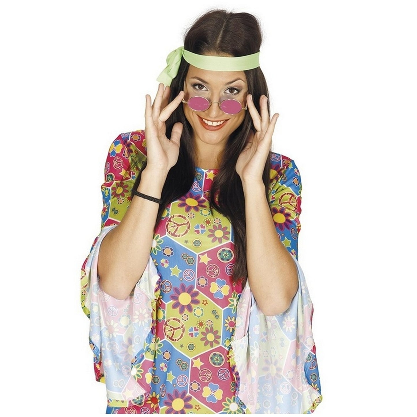Pink - Side - Fiestas Guirca Unisex Adult Hippie Costume Accessory