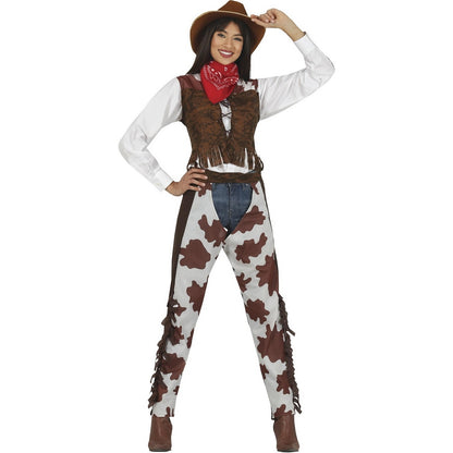 Brown-White - Front - Fiestas Guirca Womens-Ladies Cowboy Costume Set