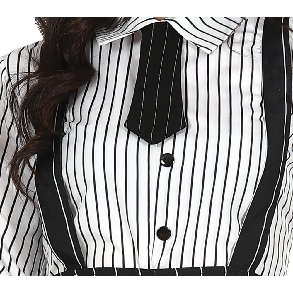 Black-White - Side - Fiestas Guirca Womens-Ladies Gangster Costume Set