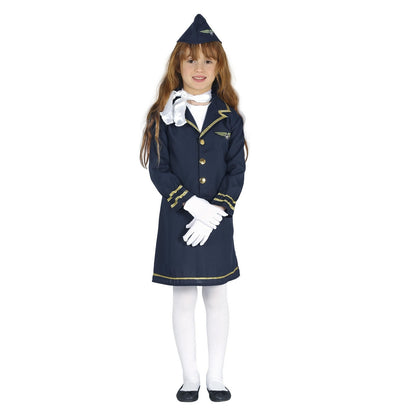Blue - Front - Fiestas Guirca Girls Air Hostess Costume Set