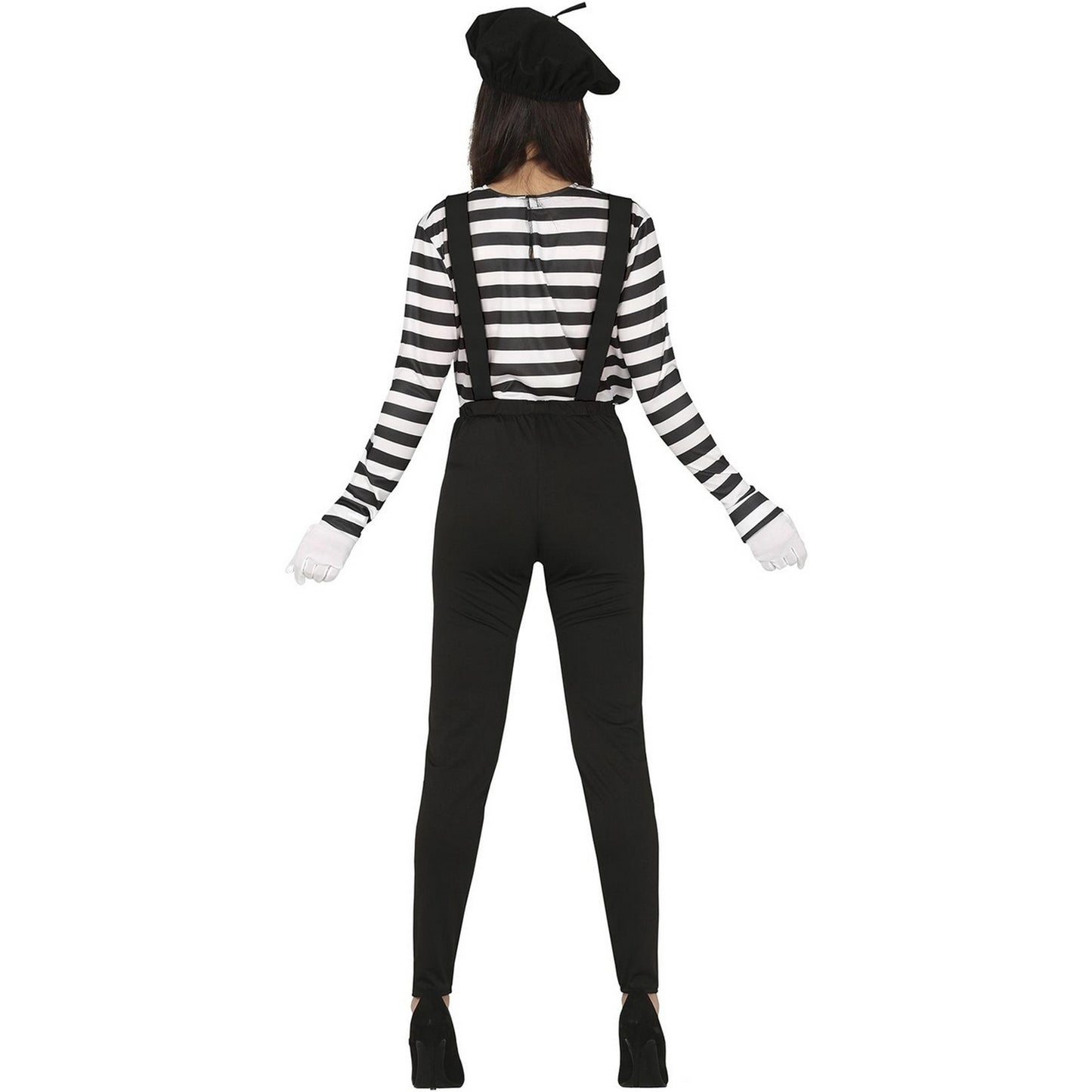 Black-White - Back - Fiestas Guirca Womens-Ladies Mime Costume Set