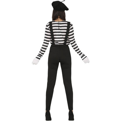Black-White - Back - Fiestas Guirca Womens-Ladies Mime Costume Set