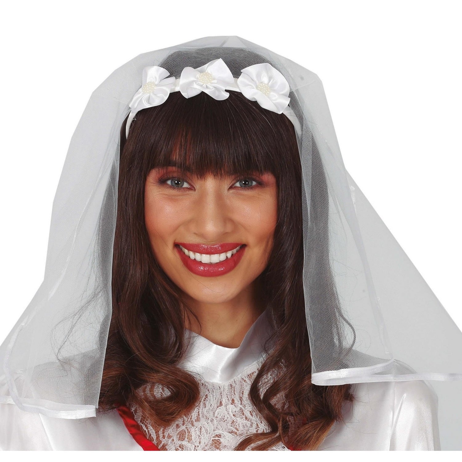 White - Back - Fiestas Guirca Bride Tiara And Veil