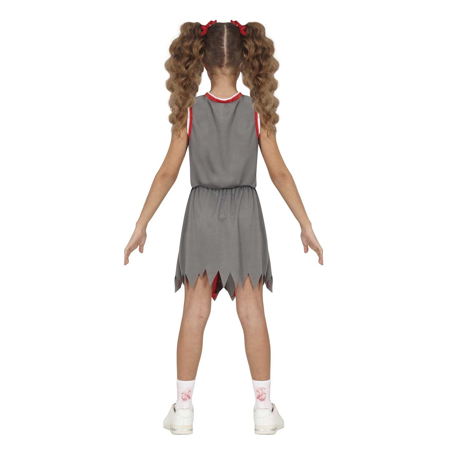 Grey-Red - Back - Fiestas Guirca Girls Zombie Cheerleader Costume