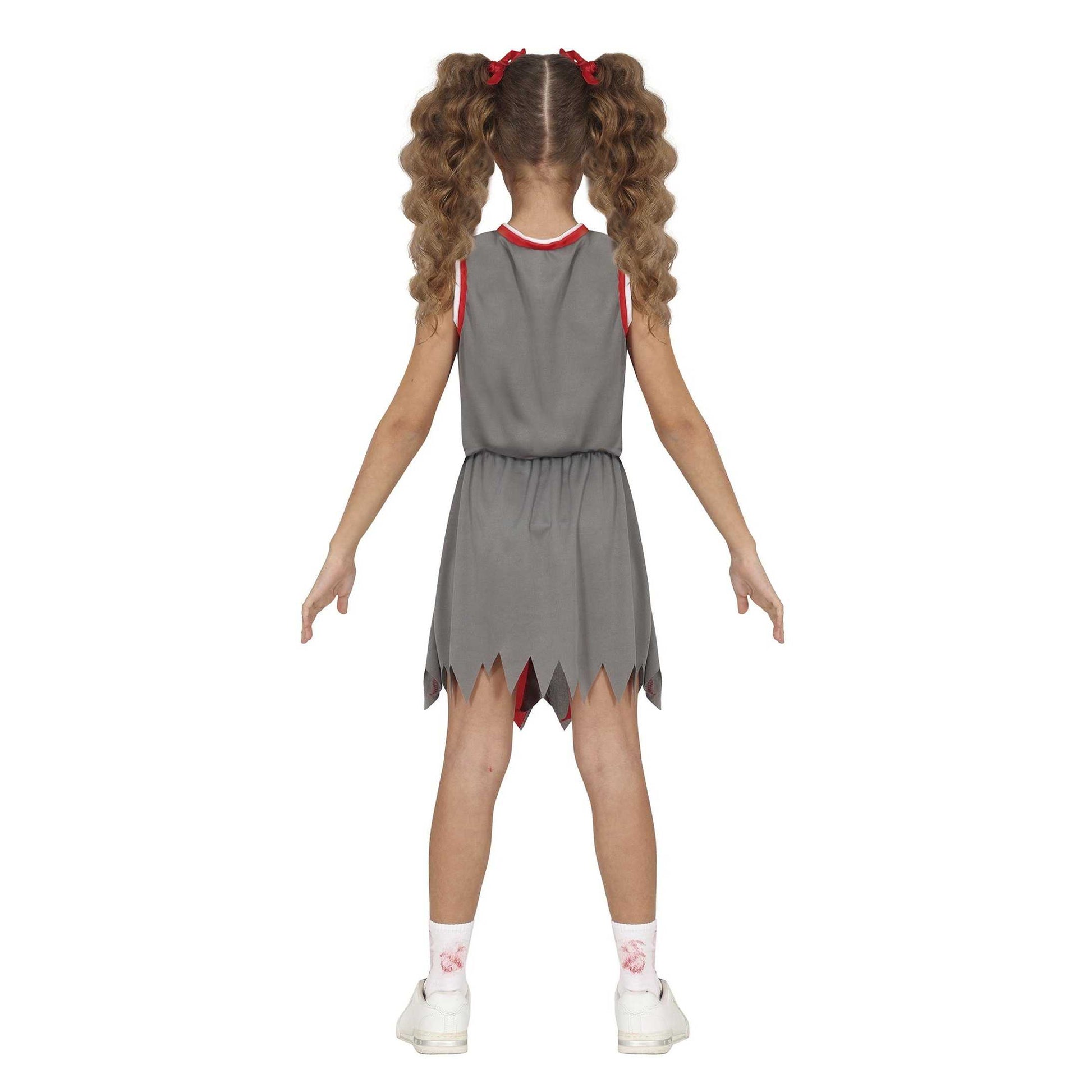 Grey-Red - Back - Fiestas Guirca Girls Zombie Cheerleader Costume
