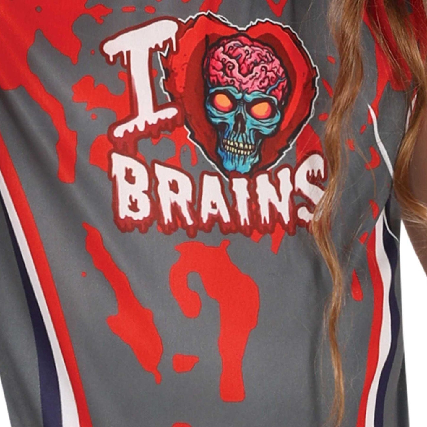 Grey-Red - Side - Fiestas Guirca Girls Zombie Cheerleader Costume