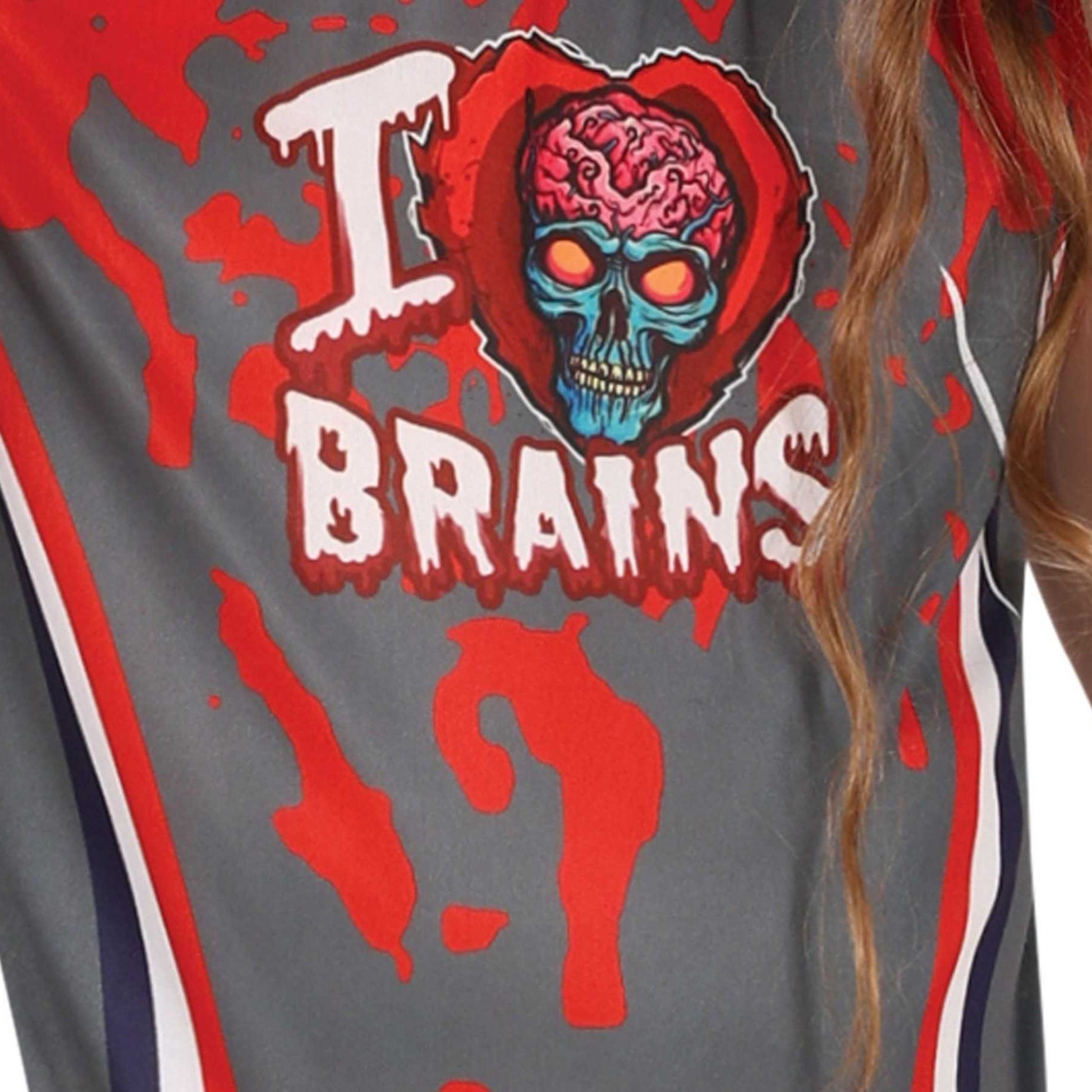 Grey-Red - Side - Fiestas Guirca Girls Zombie Cheerleader Costume