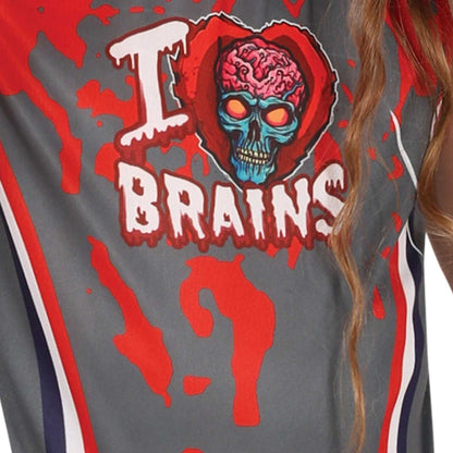 Grey-Red - Side - Fiestas Guirca Girls Zombie Cheerleader Costume