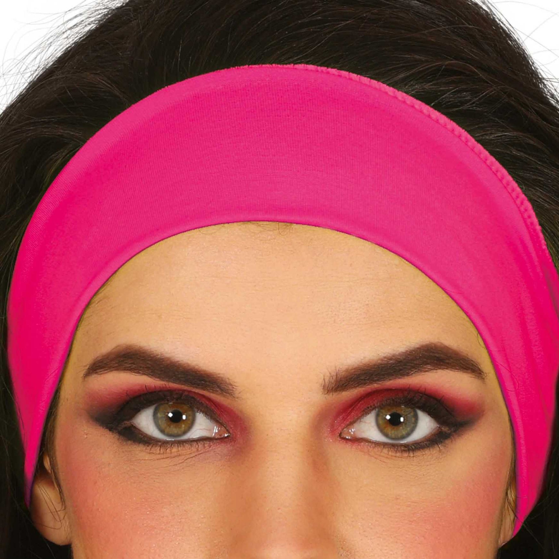 Neon Pink - Back - Fiestas Guirca Unisex Adult Plain Polyester Headband