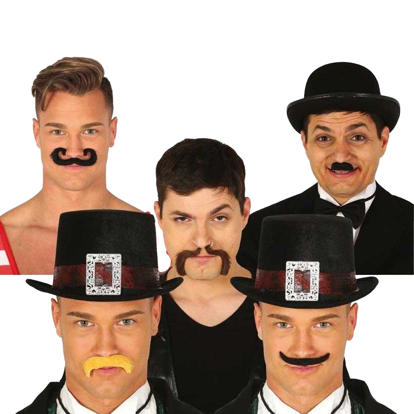 Multicoloured - Back - Fiestas Guirca Assorted Designs Moustache (Pack of 6)