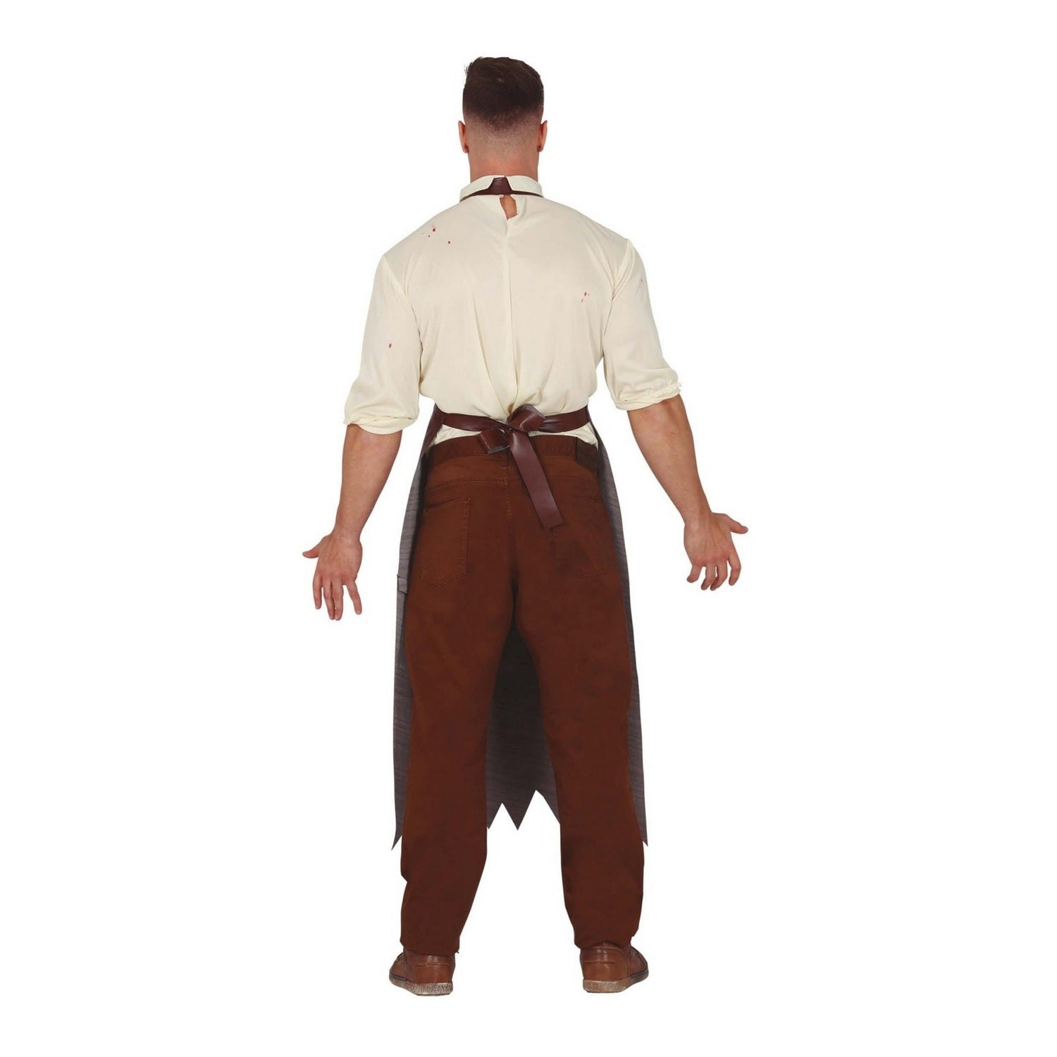 Brown-White-Black - Back - Fiestas Guirca Mens Electrical Saw Killer Costume Set