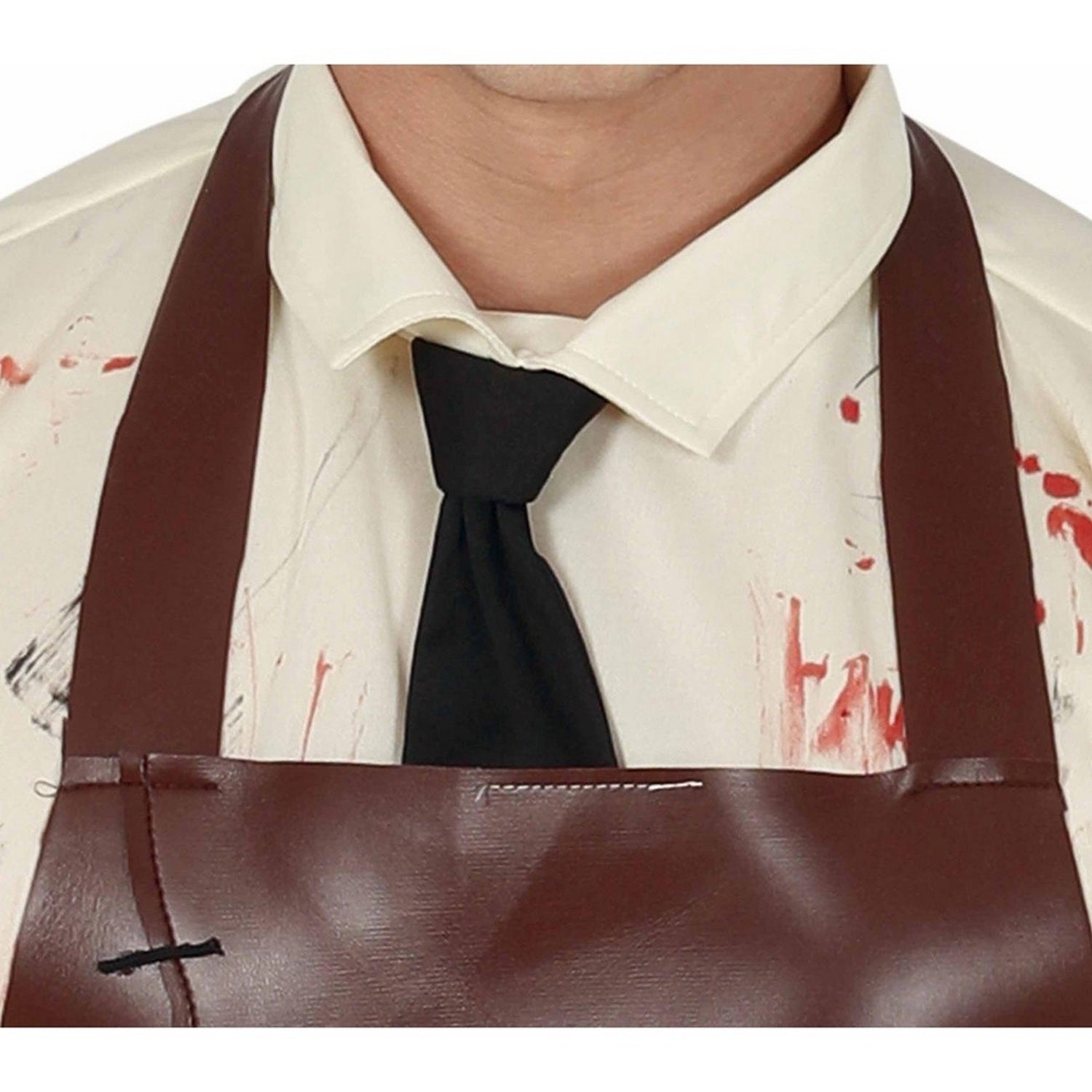 Brown-White-Black - Side - Fiestas Guirca Mens Electrical Saw Killer Costume Set