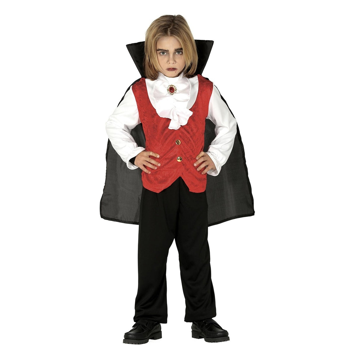 Red-Black - Front - Fiestas Guirca Childrens-Kids Vampire Costume