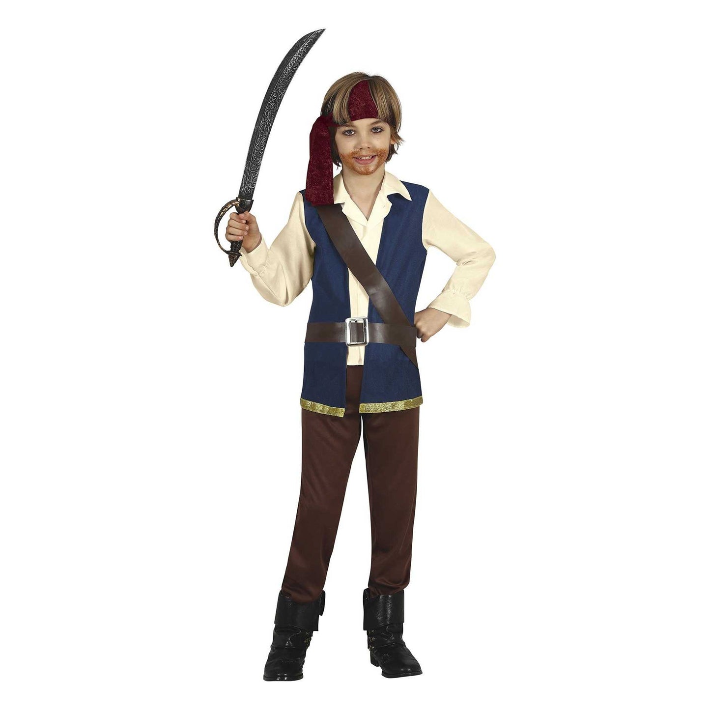 Brown-Beige - Front - Fiestas Guirca Boys Pirate Costume Set