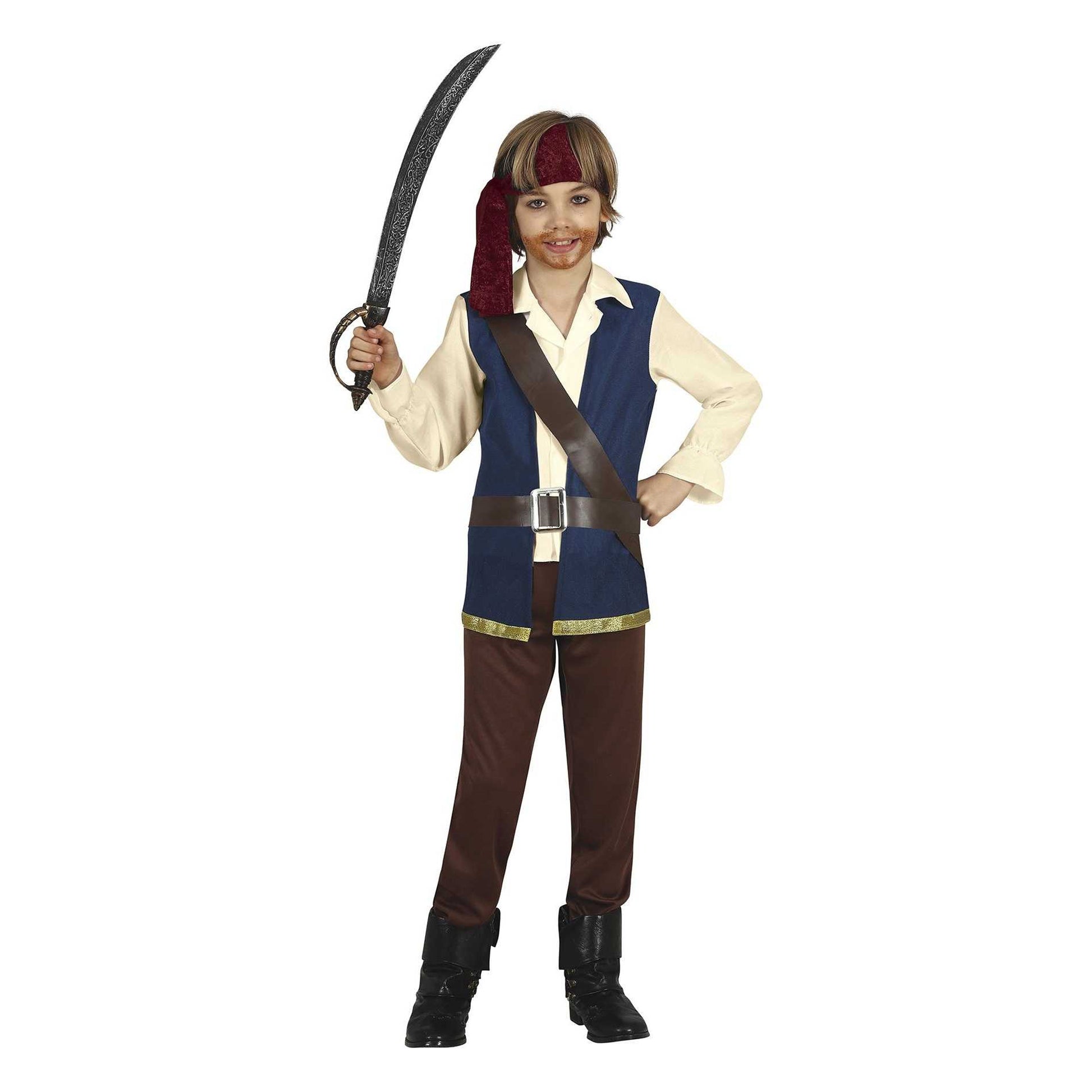 Brown-Beige - Front - Fiestas Guirca Boys Pirate Costume Set