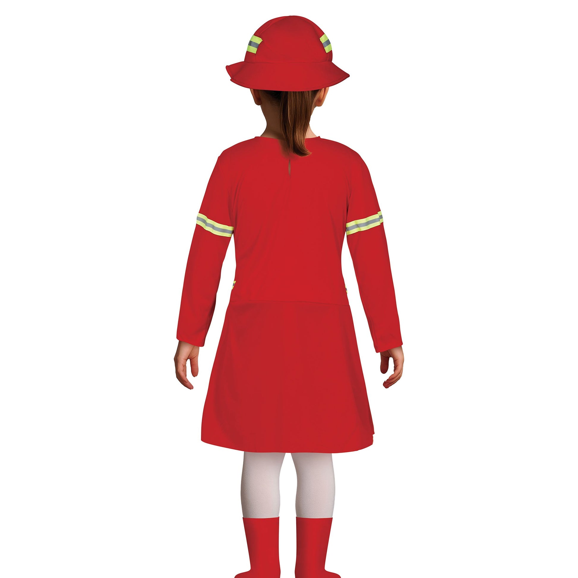 Red - Back - Fiestas Guirca Girls Firefighter Costume Set